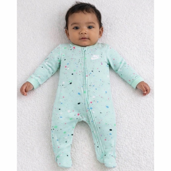 NIKE • Mint/Multi Dotted Sleeper Footie Pajamas - Picture 1 of 15